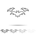 Bats different shapes icon. Simple thin line, outline of halloween icons for ui and ux, website or mobile application