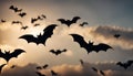 Bats Flying Against Sunset Clouds Royalty Free Stock Photo