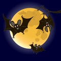 Bats on full moon background Royalty Free Stock Photo