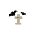 Bats, gravestone, inscription, color icon. Simple colored of halloween icons for ui and ux, website or mobile application