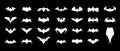 Bats icons set. White flat silhouettes of bats. Icons for Halloween design. Vector illustration isolated Royalty Free Stock Photo