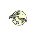 Bats and moon color gradient vector icon Royalty Free Stock Photo