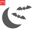 Bats and moon glyph icon