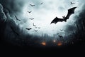 Bats nocturne flying through the night, a mystical performance