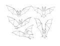 Bats set. Nocturnal animal. A symbol of Halloween. The bat in flight