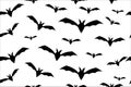 Bats wrapping paper seamless pattern for Halloween greeting card. Simple paper cut bat texture, horror symbol, black Royalty Free Stock Photo