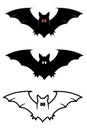 Flight of a bat. Bat icon in different style. Flat style. Isolated on white background. Royalty Free Stock Photo