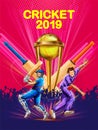 Batsman and bowler playing cricket championship sports 2019 Royalty Free Stock Photo