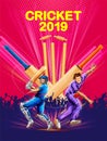 Batsman and bowler playing cricket championship sports 2019