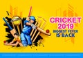 Batsman and bowler playing cricket championship sports 2019 Royalty Free Stock Photo