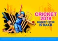 Batsman and bowler playing cricket championship sports 2019 Royalty Free Stock Photo