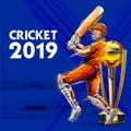 Batsman playing game of cricket championship sports 2019 Royalty Free Stock Photo