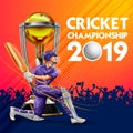 Batsman playing game of cricket championship sports 2019 Royalty Free Stock Photo