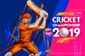 Batsman playing game of cricket championship sports 2019 Royalty Free Stock Photo