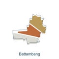 Battambang map. High detailed Provinces of Cambodia map vector illustration on white background