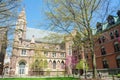 Battell Chapel and Farnam Hall in the Old Campus area of Yale University in New Haven, CT