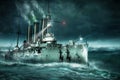 Battelship Aurora - Composing Royalty Free Stock Photo