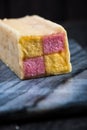 Battenberg cake on serving board Royalty Free Stock Photo