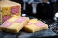 Battenberg cake on serving board Royalty Free Stock Photo