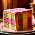 Battenberg Cake , traditional popular sweet dessert cake Royalty Free Stock Photo