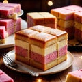 Battenberg Cake , traditional popular sweet dessert cake Royalty Free Stock Photo