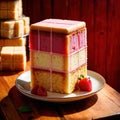 Battenberg Cake , traditional popular sweet dessert cake Royalty Free Stock Photo