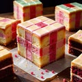 Battenberg Cake , traditional popular sweet dessert cake Royalty Free Stock Photo