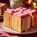 Battenberg Cake , traditional popular sweet dessert cake Royalty Free Stock Photo