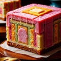 Battenberg Cake , traditional popular sweet dessert cake Royalty Free Stock Photo