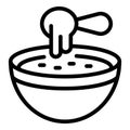 Batter bowls icon outline vector. Mixing breading plate