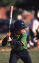 A batter in a high school softball game