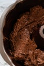 Batter to Pan - Chocolate Bundt Cake Preparation Royalty Free Stock Photo