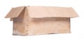 Battered cartboard box isolated on white Royalty Free Stock Photo