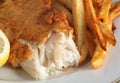 Battered fish with chips Royalty Free Stock Photo