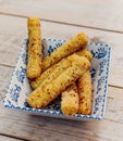 Battered and fried mozzarella sticks Royalty Free Stock Photo