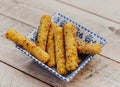 Battered and fried mozzarella sticks Royalty Free Stock Photo