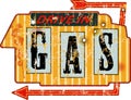 Battered old gas station sign,retro grunge style vector illustration