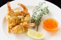 Battered prawn starter Royalty Free Stock Photo