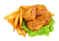 Battered Spam Fritters And Chips Meal Royalty Free Stock Photo