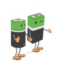 Batteries of a different type in the form of little men. stand hand in hand. vector illustration. Royalty Free Stock Photo