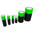 Batteries green noname 3d renderer illustration