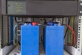 Batteries in the server`s uninterruptible power supply unit to supply power to the server during the shutdown phase, rows of