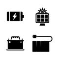 Batteries. Simple Related Vector Icons Royalty Free Stock Photo