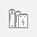 Batteries vector concept icon in thin line style Royalty Free Stock Photo