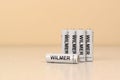 Batteries Wilmer AAA of JYSK company. Jysk is a Danish retail chain, selling household goods and mattresses, furniture and