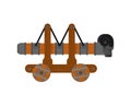 Battering ram isolated. Wall Mounted machine. Roma siege weapon