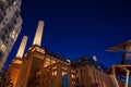 Battersea, London, UK: Night view of Battersea Power Station now redeveloped as a shopping and leisure destination Royalty Free Stock Photo