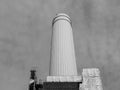 Battersea Power Station chimney in London, black and white