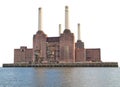 Battersea Power Station in London isolated over white