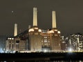 Battersea Power Station London lit up at night
